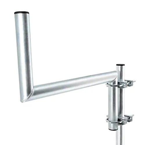PremiumX Z-Ausleger 50cm Ø 42mm Stahl - Robuster Z-Ausleger für Satellitenschüsseln, ideal zur variablen Montage an Masten oder Wänden. Mit zwei Zahnschellen für sichere Befestigung und bis zu 90 cm SAT-Spiegel geeignet.