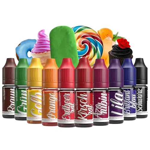 Belissia Lebensmittelfarbe Set – 10x10ml flüssig & hochkonzentriert – Lebensmittelechte Speisefarbe zum Backen, Kochen, Fondant & DIY - vegan, stark färbend, geschmacksneutral