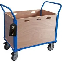 PROREGAL Profi Transportwagen mit abnehmbaren Holzwänden – 400kg Traglast - Vielseitiger Plattformwagen von PROREGAL für den gewerblichen und privaten Einsatz. Robuste Konstruktion, ergonomisches Handling und pannensichere Vollgummireifen garantieren effizienten Transport schwerer Lasten.