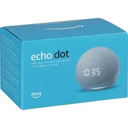 Amazon Echo Dot 4 mit Uhr - Blaugrau - Smart Speaker mit Alexa und LED-Display, ideal für jeden Raum. Genießen Sie klaren Sound, steuern Sie Ihr Smart Home und bleiben Sie mit Freunden verbunden.