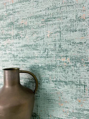 Newroom Vliestapete, Grün Tapete Modern Used-Look - Mustertapete Loft Tapete Blau Rosegold Industrial Beton Metallic für Schlafzimmer Wohnzimmer Küche, Bakary Green Blue