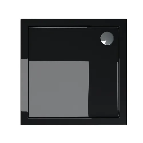 doporro Duschwanne Faro1, Quadratusch flach aus Acryl - Duschwannen in Schwarz, flach mit nur 4 cm Höhe, ideal für barrierefreies Duschen und moderne Badezimmergestaltung.