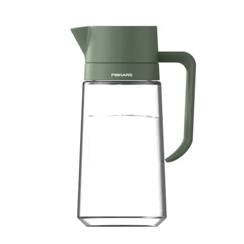 Fiskars Urban Plant Care Gießkanne aus Glas, 0,5l, Stilvolles Design für Zimmerpflanzen, Ergonomischer Griff, Höhe 19,9 cm, Glas, Olivgrün, 1080775