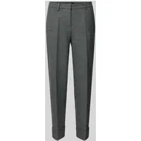 Cambio Stoffhose 'KRYSTAL' in Mittelgrau Melange, verkürzte Passform Größe 42 - Bundfaltenhose mit geradem Schnitt und praktischen Taschen, ideal für komfortable Alltagslooks.