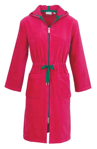 Carl Ross Damenbademantel "36410" in Pink, Größe 32/34 - Hochwertiger Damenbademantel aus 100% Baumwolle, ideal zum Entspannen. Mit Kapuze und praktischen Taschen – perfekt für gemütliche Stunden zu Hause.