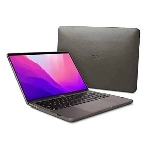 Dreem Euclid MacBook Pro Tasche - 13-Zoll-Hartschalen-Laptop-Schutzhülle für MacBook Pro 2018, luxuriöses Vegan-Leder, Ober- und Unterschale für zusätzlichen Schutz - Grau