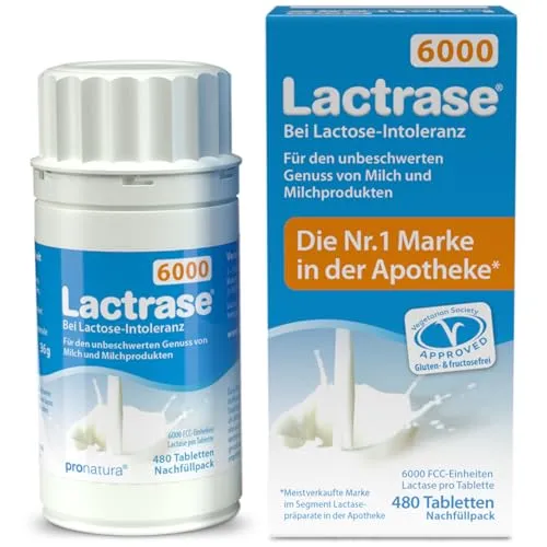 Lactrase 6000 FCC Tabletten Nachfüllpack 480 ST - Nahrungsergänzungsmittel mit hochwertigem Lactase-Enzym, ideal zur Unterstützung einer lactosefreien Ernährung. 480 Tabletten für mehr Genuss ohne Bauchschmerzen.