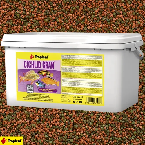 TROPICAL Cichlid Gran 5L 2.75kg - farbverstärkendes Futter für Cichliden, hoher Proteingehalt und ideal für gesunde Fische