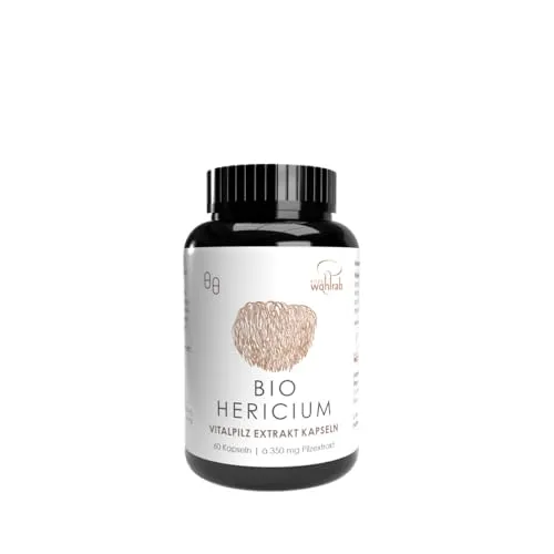 Pilze Wohlrab - BIO Hericium erinaceus Extrakt - 60 Kapseln - Igelstachelbart - 350 mg Lions Mane Extrakt je Kapsel - Vitamin C Acerola - Beta-Glucan
