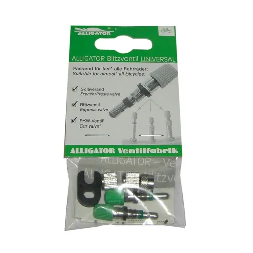 Blitzventil-Universal Alligator Komplettset, silber/grün (1 Set)