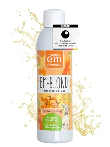 EM-Chiemgau Probiotischer Haushaltsreiniger & Geruchsneutralisierer EM-blond [Effektive Mikroorganismen] Universales Haushaltsmittel als Kompostbeschleuniger, Tierpflege & Schimmel Vorbeugen (200 ml)