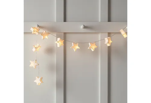 Lights4fun LED-Lichterkette mit 10 Papierstern, Warmweiß - Lichterketten für stimmungsvolle Beleuchtung, 10 Papiersterne in Warmweiß, ideal für Dekoration mit 6 Stunden Timer für automatisches Ein- und Ausschalten.