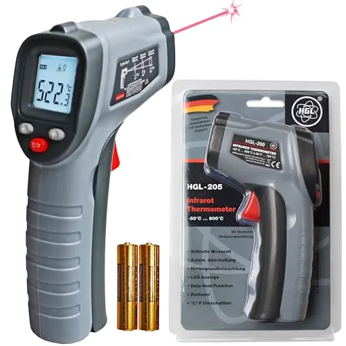 HGL-205 Infrarot Thermometer - Infrarot-Thermometer mit großem Messbereich von -50°C bis 600°C, ideal für präzise Temperaturmessungen in Handwerk, Hobby und Küche.