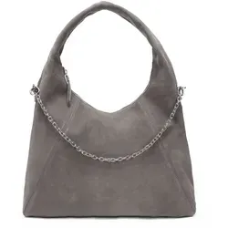 LES VISIONNAIRES Jade Cozy Chain Schultertasche aus Leder 38 cm grau - Elegante Schultertasche aus hochwertigem Leder, ideal für den Alltag. Mit stilvoller Kette und praktischem Design für vielseitige Einsatzmöglichkeiten.