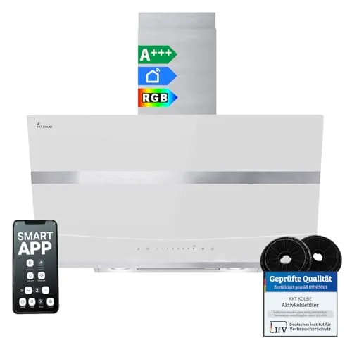 KKT KOLBE HERMES8005WM Dunstabzugshaube 80cm - Moderne Dunstabzugshaube mit RGB-W Ambientebeleuchtung für stimmungsvolles Kochen, WLAN-Steuerung per App und neun Leistungsstufen für optimale Anpassung an Ihre Kochaktivitäten.