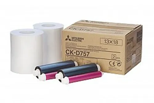 Mitsubishi CK-D 757 Fotopapier für 460 Bilder 13x18 - Drucker-Fotopapier in glänzender Qualität, ideal für professionelle Ergebnisse mit Mitsubishi Thermodruckern.