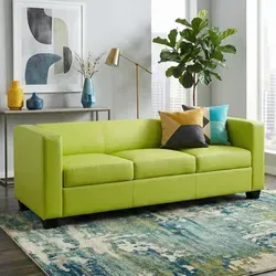 3er Sofa Couch Loungesofa Lille - Kunstleder in Hellgrün - Elegantes Sofadesign aus hochwertigem Kunstleder, ideal für entspannte Stunden. Stabile Bauweise und bequeme Polsterung, perfekt für jedes Zuhause.