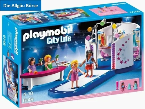 PLAYMOBIL 6148 Model-Casting auf dem Laufsteg - Playmobil Spielset mit Laufsteg und Backstagebereich, ideal für kreative Modefans, die ihre eigenen Mode-Styles kreieren möchten. Enthält 2 Model-Figuren, 2 Juroren und umfangreiches Zubehör für grenzenlosen Spielspaß.