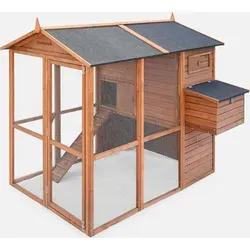 COTENTINE Holz Hühnerstall für 6 bis 8 Hühner - Geräumiger Hühnerkäfig mit 1,7 m Höhe, ideal für Ihren Garten und bietet optimalen Schutz vor Raubtieren.