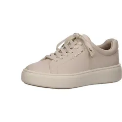 Tamaris Damen Sneaker Low Leder in Beige, Größe 38 EU - Stylischer Low-Sneaker für Damen mit komfortablem Schnitt und urbanem Flair. Der metallische Glanz und die markante Seitennaht setzen modische Akzente. Ideal für vielseitige Alltagslooks und Freizeitaktivitäten.