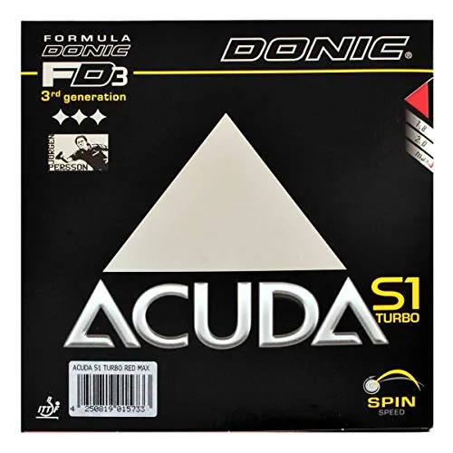 DONIC Acuda S1 Turbo Belag Schwarz max. - Hochwertiger Tischtennisbelag für optimale Spin- und Geschwindigkeitseigenschaften, ideal für ambitionierte Spieler. Perfekt geeignet für den Einsatz auf Tischtennisschlägern.