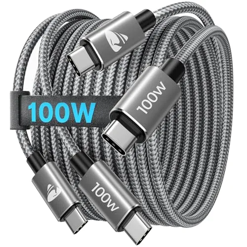 USB C Kabel [ 2Stück 1M+1M ] USB C auf USB C Kabel 100W/5A Schnellladekabel USB C auf USB C Kabel Nylon USB Typ C Ladekabel für MacBook Pro/Air, iPhone 16 15 Pro Max, Samsung S24 S23 S22, iPad Pro