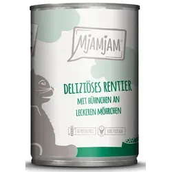 MjAMjAM Premium Nassfutter für Katzen - Rentier mit Hühnchen, 6er Pack - Leckeres, getreidefreies Nassfutter für Katzen mit hohem Fleischanteil. Ideal für eine artgerechte Ernährung, mit regionalen Zutaten und strenger Qualitätskontrolle.