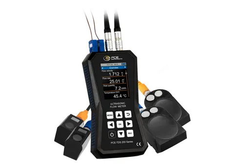 PCE Instruments Ultraschall-Durchflussmessgerät PCE-TDS 200+ SL - Feuchtigkeitsmessgerät mit präzisem Messbereich von ±32 m/s und umfangreicher Datenlogger-Funktion für bis zu 10 Millionen Messpunkte, ideal für Heizungsanlagen und Flüssigkeitsanalysen.