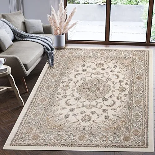 Mazovia Orientalisch Teppich - 120x170 cm, Creme Ivory - Teppiche für Wohnzimmer und Esszimmer, ÖKO-TEX zertifiziert und allergikerfreundlich, sorgt für Wärme und Komfort in jedem Raum.