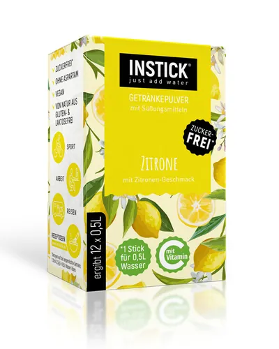 INSTICK Zitrone für 12 x 0,5 L zuckerfreies Getränk