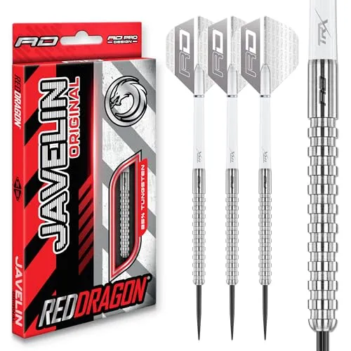 RED DRAGON Darts Javelin - 22g Profi Steeldarts mit Metallspitze - Hochwertige 22g Dartpfeile für präzises Spiel: Diese Red Dragon Steeldarts bieten exzellente Balance und Zielgenauigkeit – ideal für ambitionierte Spieler im Turnierbereich.