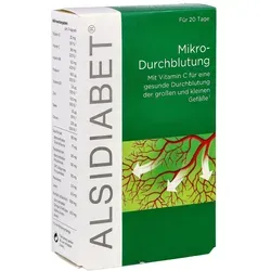 Alsidiabet Diabetiker Mikro Durchblutung Kapseln - Arzneimittel zur Unterstützung bei diabetesbedingten Durchblutungsstörungen, mit wertvollen Inhaltsstoffen wie Soja-Isoflavonen und Omega-3-Fettsäuren für eine verbesserte Mikrozirkulation.