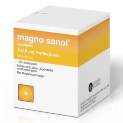 Magno Sanol Kapseln 100 ST - Arzneimittel zur Behandlung von Magnesiummangel, speziell bei neuromuskulären Störungen und Wadenkrämpfen. Unterstützt die Muskeltätigkeit und fördert das Wohlbefinden.