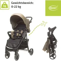 4Baby Rapid Kinderwagen Buggy Mokka – kompakt mit Liegefunktion und Federung - Der 4Baby Rapid Kinderwagen Buggy in Mokka bietet eine kompakte Bauweise und eine verstellbare Liegefunktion. Ideal für aktive Familien – leicht zusammenklappbar und bis 22 kg belastbar.
