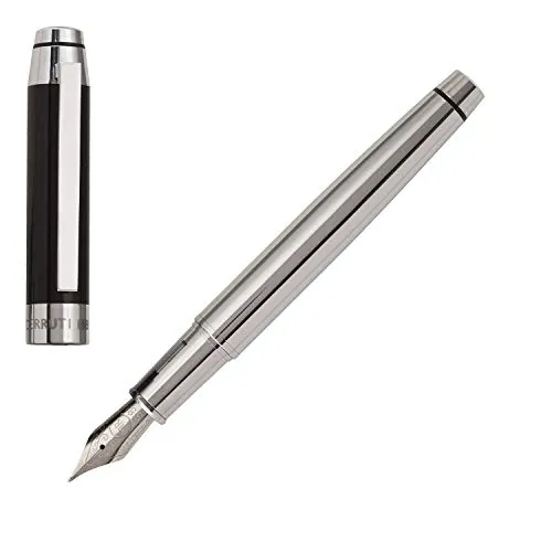 Cerruti 1881 Heritage Füllfederhalter aus Messing in der Farbe Silber-Schwarz, Länge: 14cm, NST0592