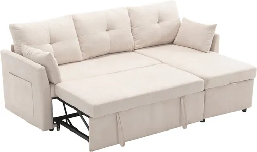 Modulares Sektionssofa mit Stauraum und umkehrbarem Chaiselongue - Vielseitiges L-förmiges Sofa mit Stauraum, das sich schnell in ein Bett verwandeln lässt. Ideal für kleine Räume, bietet Flexibilität und Komfort für jeden Anlass.