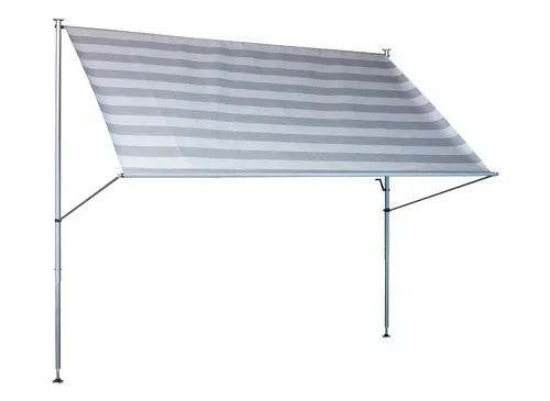 Angerer Klemmmarkise Premium Streifen hellgrau 350 cm - Klemmmarkise in elegantem hellgrau, einfach ohne Bohren und Dübeln zu montieren, ideal für Balkon oder Terrasse.