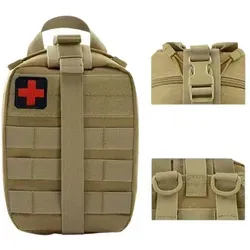 Taktische Erste Hilfe Tasche, First Aid Kit 34-teilig Camouflage (Grün) - Erste-Hilfe-Set für Camping & Reisen, robustes Design mit Molle-System für einfache Befestigung und zahlreiche elastische Aufnahmeschlaufen für optimale Organisation.