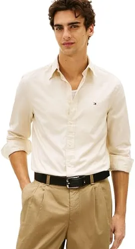 Tommy Hilfiger Herren Flex Poplin Solid Rf Shirt, Beige, XL - Stylisches und hochwertiges Langarmhemd von Tommy Hilfiger, ideal für jeden Anlass. Mit modernem Design und angenehmem Tragekomfort.