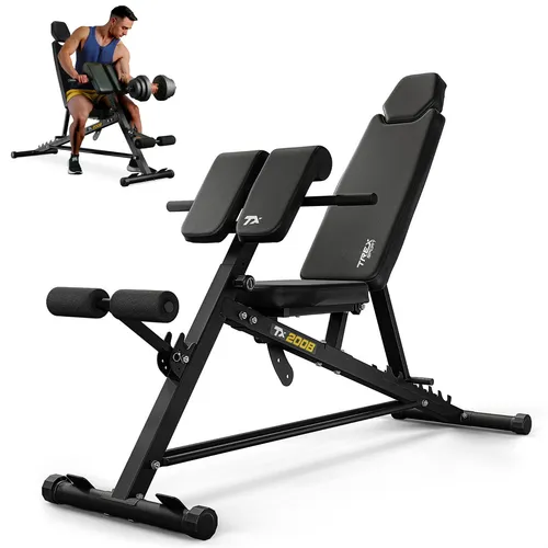 TREX SPORT TX-200B Multifunktions Hantelbank – Vielseitige Trainingsbank für Zuhause - Robuste Hantelbank mit verstellbarer Rückenlehne und Kopfstütze. Ideal für Ganzkörper-Workouts und hohen Komfort, ermöglicht effektives Training für Brust, Rücken, Beine und mehr.