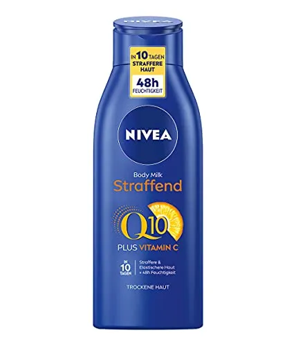 NIVEA Body Q10 Plus Hautstraffende Body Milk 400 ml - Ganzkörperpflege mit Q10 und Vitamin C für straffere Haut in nur 10 Tagen. Die Formel bietet 48 Stunden Feuchtigkeit und verbessert die Elastizität der Haut.