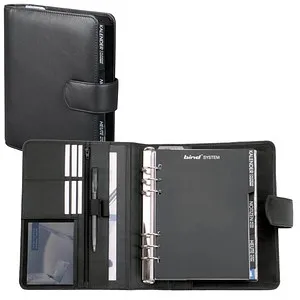 Bind Systemplaner T5 - A5, schwarz, Echt Leder mit Magnetverschluss, inklusive beschriftetem Register und zahlreichen Fächern für optimale Organisation