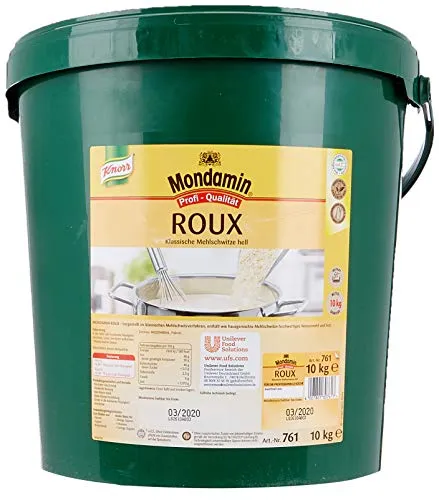 Mondamin Roux Klassische Mehlschwitze hell 10 kg - Ideal für die professionelle Küche: Dieses praktische Granulat sorgt für eine sofortige und klumpenfreie Bindung in Saucen und Suppen. Perfekt für Großverbraucher und Notvorrat!