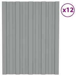 vidaXL Dachpaneel 12 pcs Grau 60 x 45 cm Verzinkter Stahl - Grau
