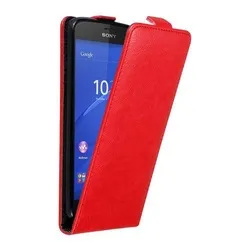 Cadorabo Hülle für Sony Xperia Z3 COMPACT Schutz Hülle in Rot Flip Etui Handyhülle Case Cover