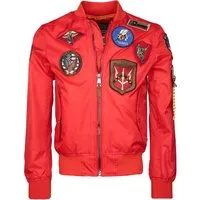 Top Gun Herren Nylonjacke Tg20191055 Red, S - Funktionsjacke mit schmutzabweisendem Material, vielen aufgenähten Patches und elastischem Strickbund für optimalen Tragekomfort.