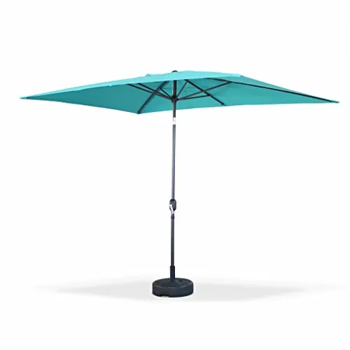 Alice's Garden Rechteckiger Sonnenschirm 2x3m Touquet Türkis - Sonnenschirm mit zentral verstellbarem Aluminiumpfosten und rückschlagsicherer Öffnungskurbel, ideal für schattige Plätze im Garten oder auf der Terrasse.