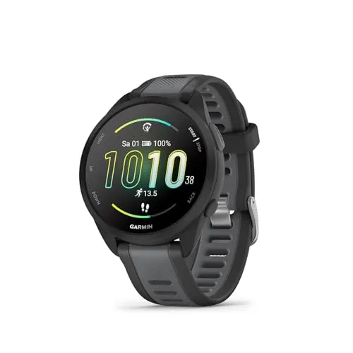 GARMIN Forerunner 165 - Smartwatch 20 mm, Schwarz Schiefergrau, tägliche Trainingsempfehlungen für deine Ziele