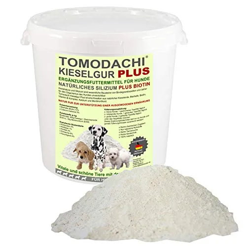 Futterzusatz Hund Kieselerde Plus Biotin BARF Zusatz für Hunde natürliches Ergänzungsfuttermittel für eine ausgewogene Ernährung des Hundes reich an Silizium Biotin Calzium Mineralien 500ml Eimer