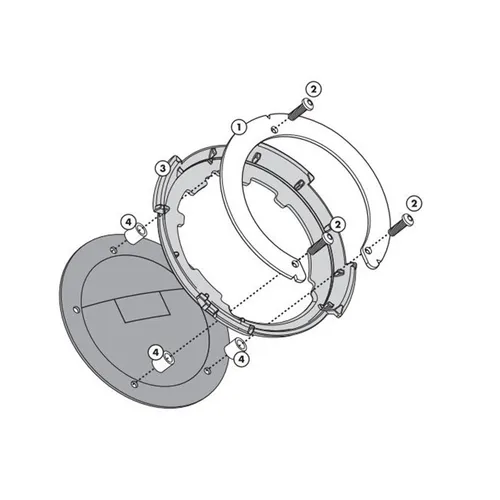 GIVI BF Tankbefestigung für TANKLOCK Tankrucksäcke, schwarz - Motorradzubehör für TANKLOCK Tankrucksäcke, inkl. Adapterring und Befestigungsschrauben für einfache Montage und sicheren Halt.